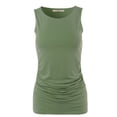 thumbnail image 2 of A2Y Women's Fitted Premium Fabric Side Ruched Sleeveless Top Light Olive XL, 2 of 5