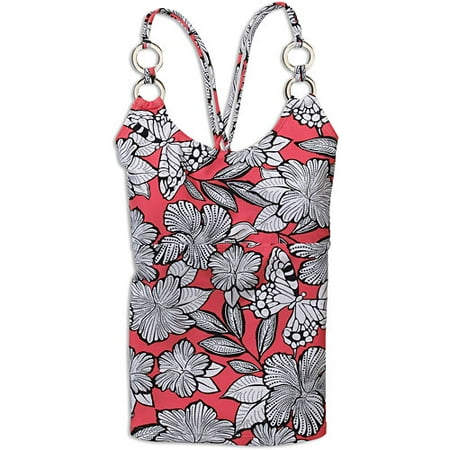 Women's Plus Print Ring Tankini Top