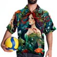 thumbnail image 4 of Mermaid Men's Short Sleeve Poplin Shirt, Casual Button Down Shirts, Printed Summer Beach Shirt, Unisex Casual Button Down Top, 4 of 6