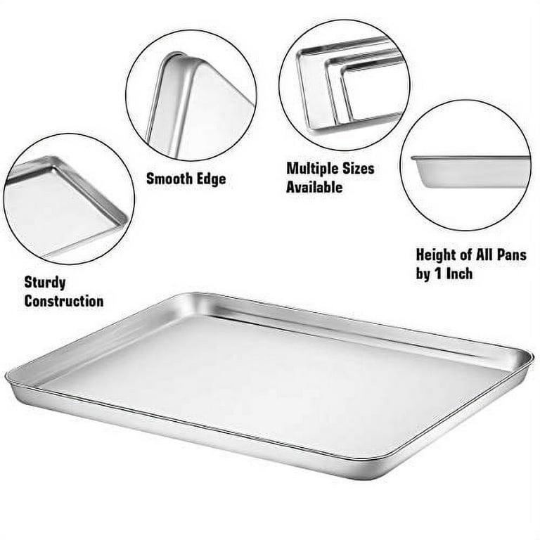 wildone Wildone Baking Sheet Set of 2 - Stainless Steel Cookie Sheet Baking  Pan, Size 16 x 12 x 1 inch, Non Toxic & Heavy Duty & Mirror