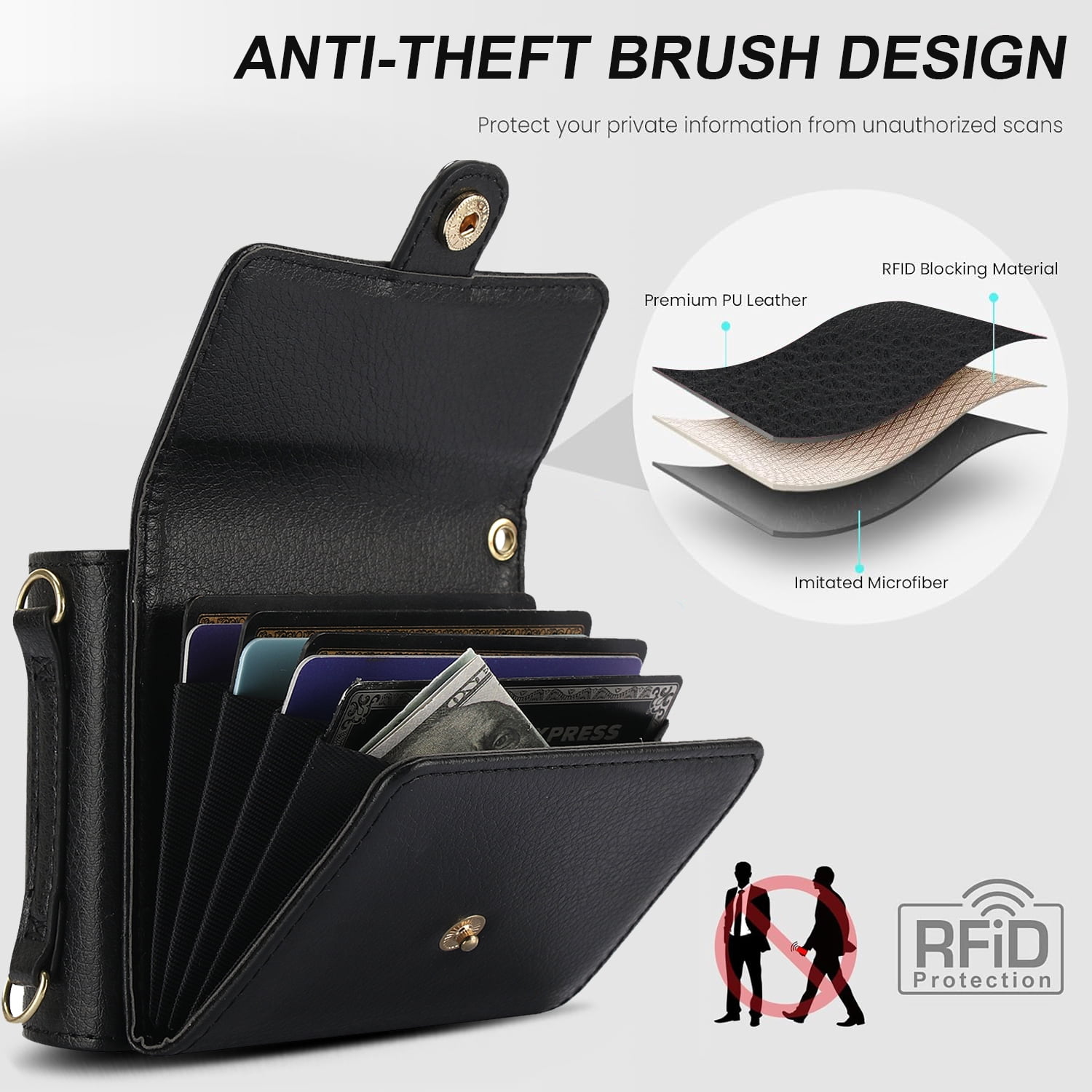 Allytechgroup for Motorola Razr 2025 Wallet Case, Stylish Practical Protective Premium PU Leather Cards Slots Hand Wrist Crossbody Strap Phone Case for Motorola Razr 2025, Black