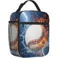 thumbnail image 2 of Baseball Lunch Box for Adults Women Sports Ball Theme Lunch Box Insulated Cooler Reusable Lunch Bag Container Gifts for Work Office Picnic Travel, 2 of 10