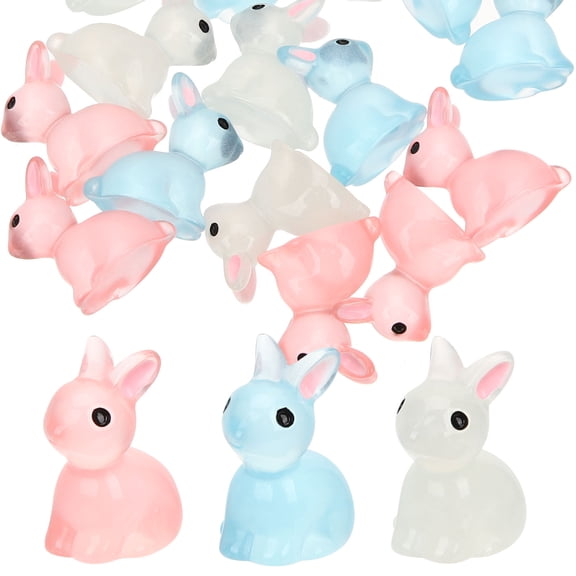 PAMINGONO Resin Glow in The Dark Bunny Figurines Assorted Color for Indoor and Outdoor Decoration 18Pcs