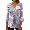 thumbnail image 1 of Birdeem Blouses pour Femmes T-Shirt Imprimé Mode Manches 3/4 Blouse Col en V Hauts Décontractés, 1 of 1