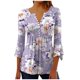 thumbnail image 1 of Camisetas de Cuello en V Mujeres, Impreso 3/4 Manga Blusa Casual Hecha de Cómodo Estante de Imitación para Toda la Temporada de Uso Diario, Camisetas Casuales de Mujer, 1 of 5
