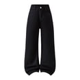thumbnail image 2 of GiLiling Girls High Waisted Baggy Cargo Jeans Wide Leg Elastic Waist Y2k Vintage Aesthetic Denim Pants (Black, 12-13 Years) (Black, 7-8 Years), 2 of 9