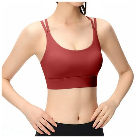 YHGFVOKJ Bras for Women Casual Breathable Sexy Large Size Non Padded Cups Smooth High Strength Yoga Running Sports Bra Underwear Push Up Bras for Women Brown S