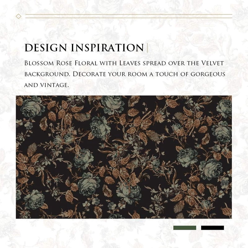 NICETOWN Black Velvet Curtains 102 inches Long, Printed Floral Vintage Thermal Insulated Room Darkening Back Tab Drapes for Bedroom Living Room, 2 Panels