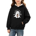 thumbnail image 4 of CBASIHI Girls Halloween Sweatshirts with Pockets Fleece Pullover Ghost Print Soft Cute Long Sleeve Hoodies Black 4 T, 4 of 8