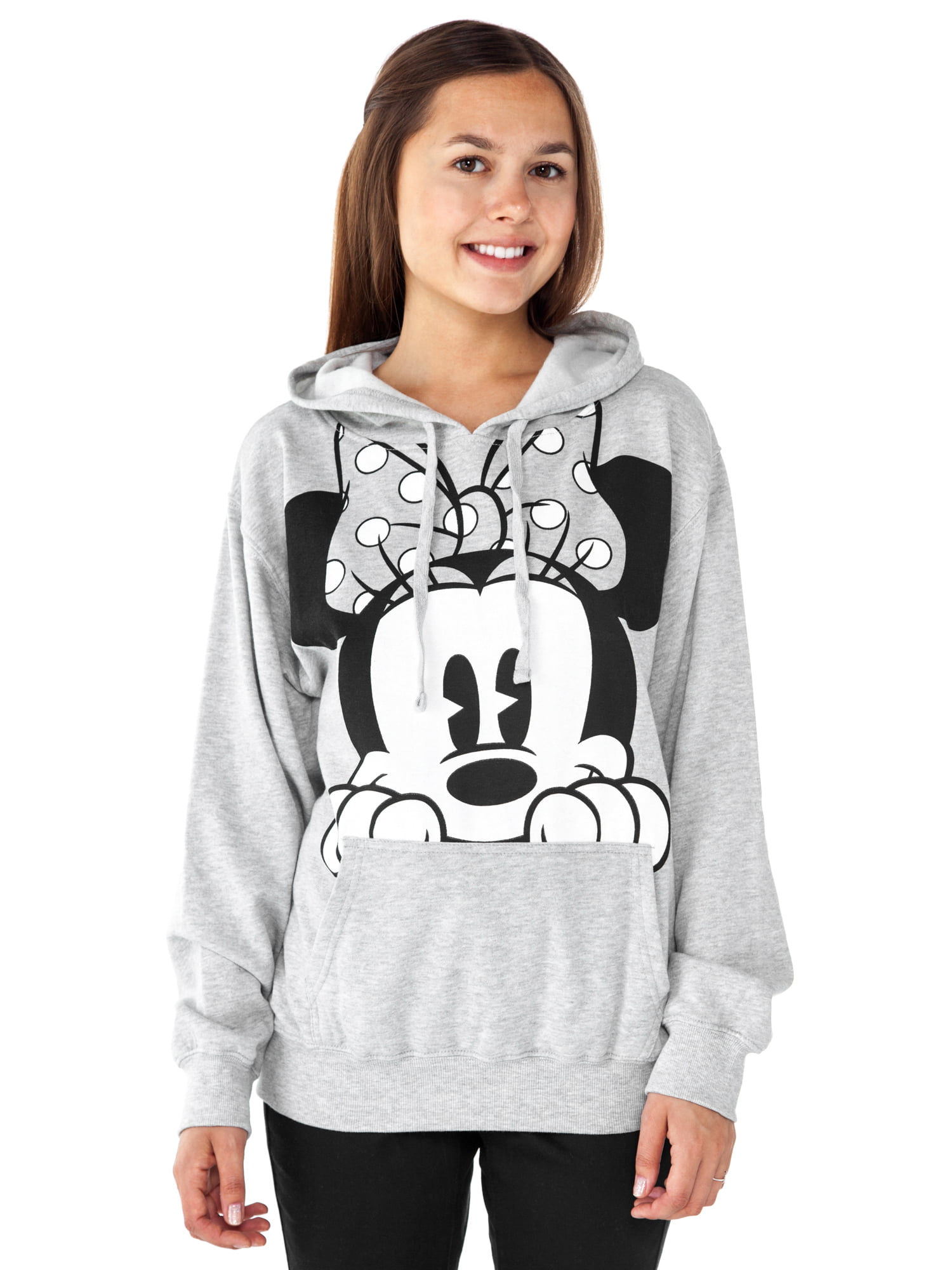 Disney Womens Hoodie Minnie Mouse Peeking Pullover Sweatshirt