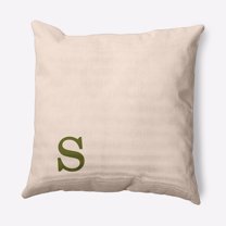 Simply Daisy 18" x 18" Modern Monogram Indoor/Outdoor Polyester Throw Pillow, Olive