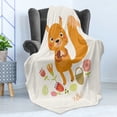 thumbnail image 4 of Squirrel Soft Flannel Fleece Throw Blanket, Funny Animal with Various Flowers at Its Feet Saying Hello Cheery Greeting, Cozy Plush for Indoor and Outdoor Use, 50" x 60", Multicolor, by Ambesonne, 4 of 5