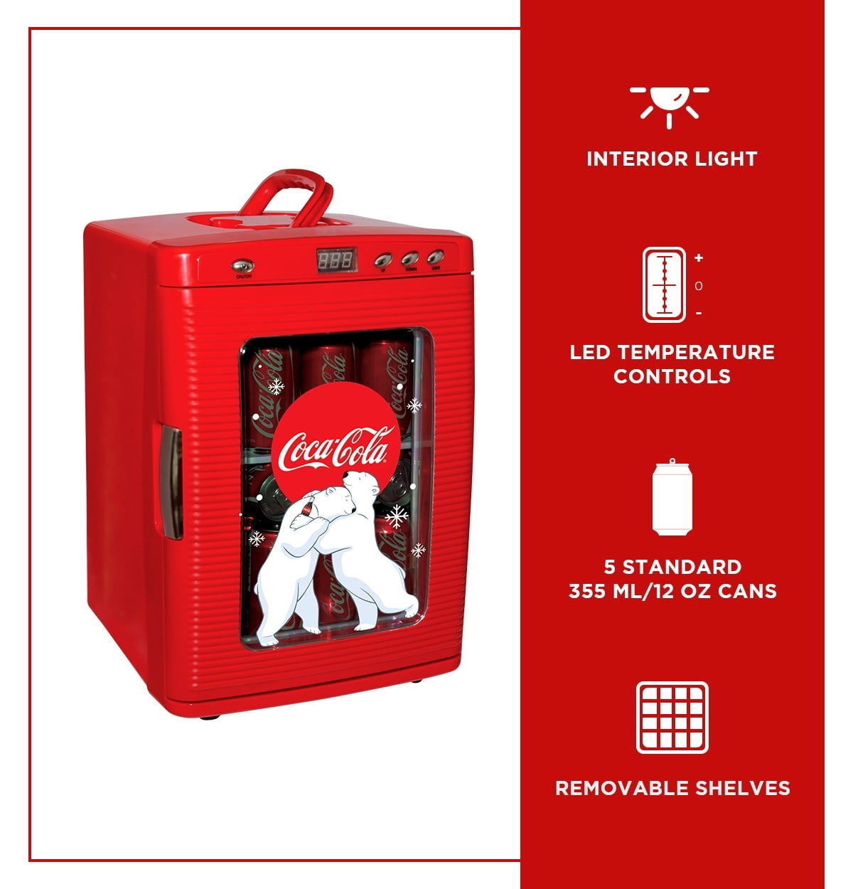 Coca-Cola Polar Bear 28 Can Cooler/Warmer 12V DC 110V AC Mini Fridge Red