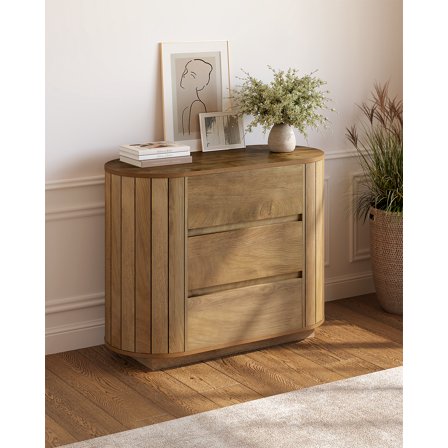 Tribesigns Chic Engineered Wood Nightstand With 3 Spacious Drawers