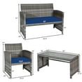 thumbnail image 3 of Costway 8PCS Patio Rattan Furniture Set Conversation Glass Table Top Sofa Cushioned Navy, 3 of 10