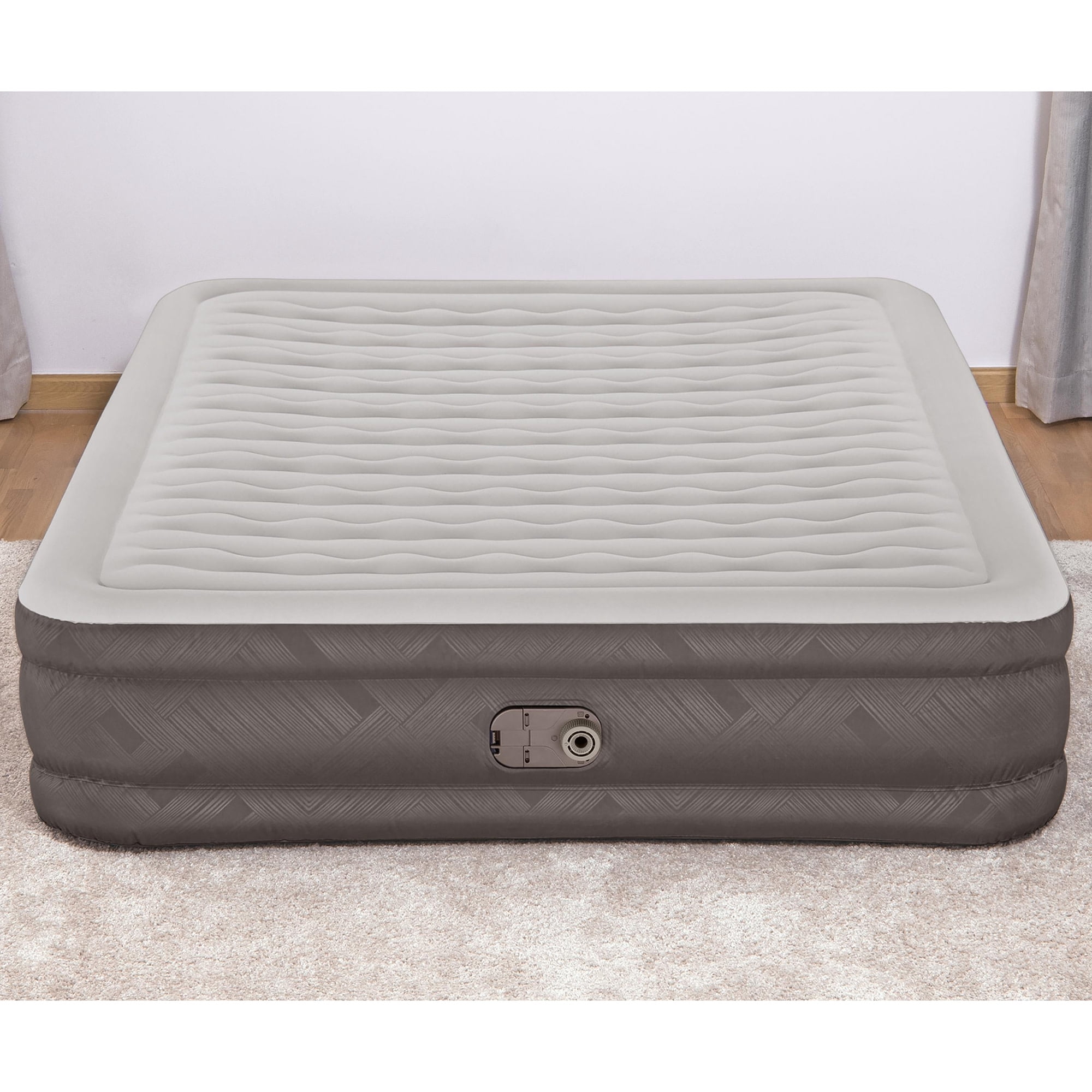 Bestway: Tough Guard 14" Air Mattress - Queen - Built-in A/C Pump, Inflatable Indoor Airbed, Wave Beam Construction, Storage Carry Bag, Luxe Surface
