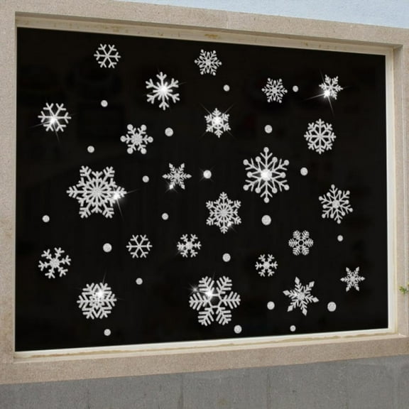 27 Pcs/Set Christmas Sparkle Glittering Snowflake Window Stickers Clings Decorations Wall Decor Sticker Decals Mural