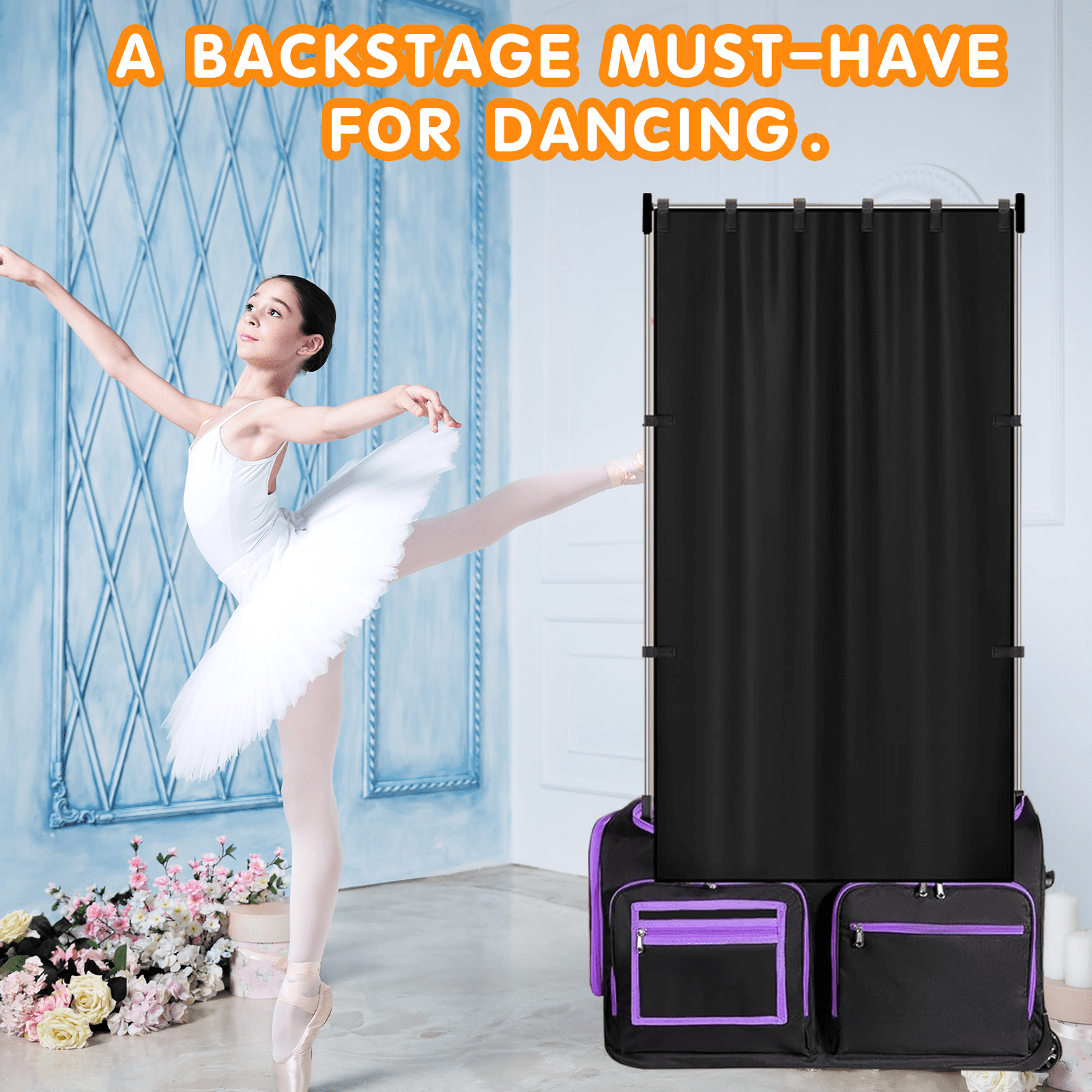 GOGHOST Portable dance curtain with Velcro sides, suitable for changing clothes and camping partition, 2PC