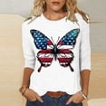thumbnail image 2 of SELONE Womens 3/4 Sleeve Tops and Blouses 4th of July Graphic Crewneck Pride Day Apparel Red White Blue Wear Clothes Gifts Activewear 2XL, 2 of 5
