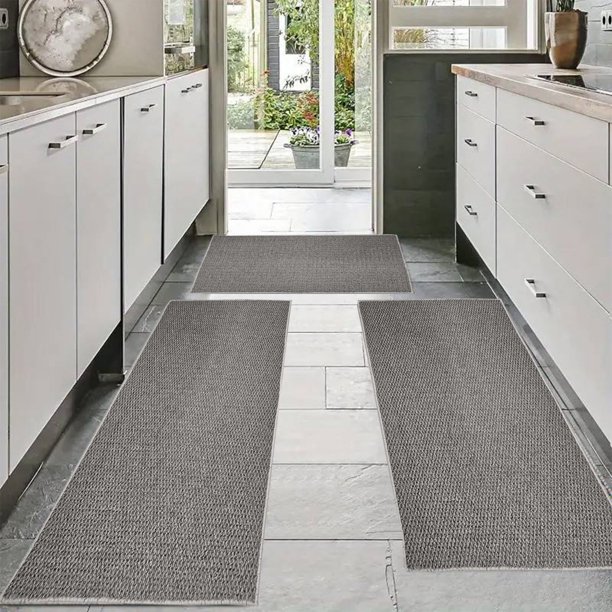 3 alfombrillas de cocina antideslizantes y lavables para zonas de mucho tránsito, como entradas, pasillos, vestíbulos y cocinas, color arena.