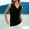 thumbnail image 5 of ShomPort Women's Fashion Tank Tops Summer Cowl Neck Sleeveless T-Shirt Elastic Pleated Split Camisole, 5 of 8
