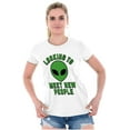thumbnail image 3 of Funny Nerdy Aliens UFOs Believers Womens Slim Fit Graphic Tee Brisco Brands M, 3 of 5