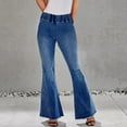 thumbnail image 2 of Vedolay Pants Women Stretch Denim Skinny Drawstring Jeans Pants Trousers Blue,L, 2 of 5