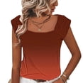 thumbnail image 2 of Inverlee Womens T Shirts V Neck Dressy Casual Short Sleeve Tops Loose Fit Gradient Print Shirts Breathable Holiday Tunic Blouse Tee Summer Fashion, 2 of 9