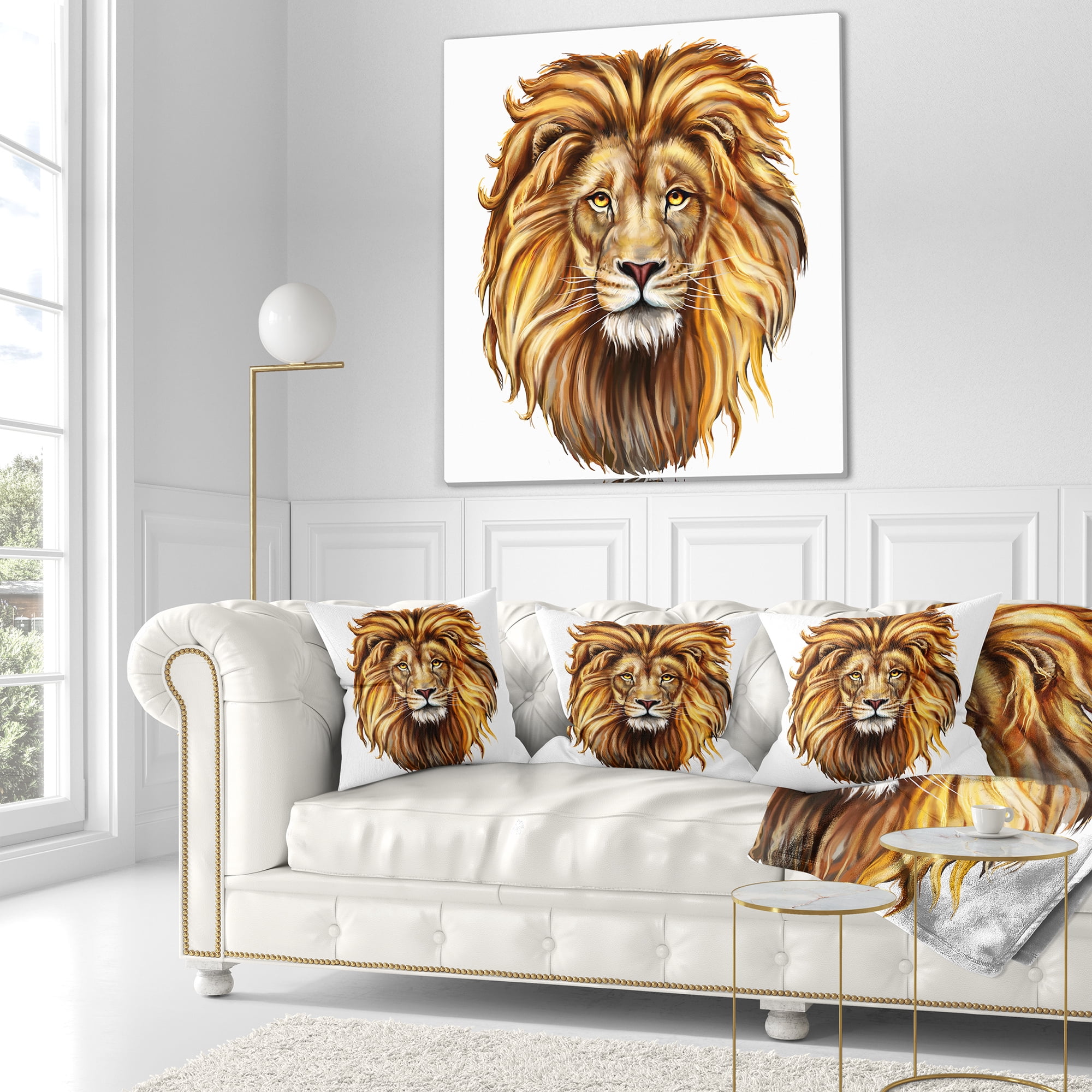 Designart King Lion Aslan - Animal Throw Pillow - 16x16