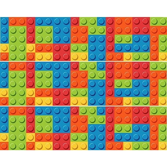 Colorful Blocks Edible Image Icing Cake Topper for Quarter Sheet Cake, by TNCT