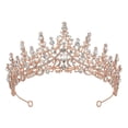thumbnail image 1 of Tiara Queen Crown Shiny Rhinestone Decor Symmetric Bride Princess Style Stainless Anti-slip Stainless High-end Luxurious Prom Banquet Party Photo Prop Crown, 1 of 10