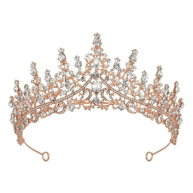 Tiara Queen Crown Shiny Rhinestone Decor Symmetric Bride Princess Style Stainless Anti-slip Stainless High-end Luxurious Prom Banquet Party Photo Prop Crown