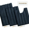 thumbnail image 3 of 3 Piece Bathroom Rugs Sets Thick Non Slip Soft Absorbent Bath Mat Set for Tub, Shower and Toilet (17"x24" + 20"x32" + 20"x24" U-Shaped, Navy Blue), 3 of 9