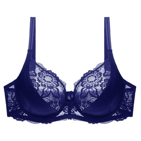 Sopiago Women Bralette Smoothing Wireless Bra Perfectly Smooth Full-Coverage T-Shirt Full Figures Bra Blue 40
