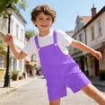 thumbnail image 6 of CPNG Girls Solid Color Short Overalls Sleeveless Suspender Romper Cute Short Jumpsuit with Adjustable Strap(Purple,5-6 Years), 6 of 7