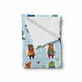 thumbnail image 2 of Cartoon Soft Flannel Fleece Blanket, Illustration of Animals with Winter Clothing Hats Hot Coffee on a Dotted Background, Cozy Plush for Indoor and Outdoor Use, 60" x 80", Multicolor, by Ambesonne, 2 of 6