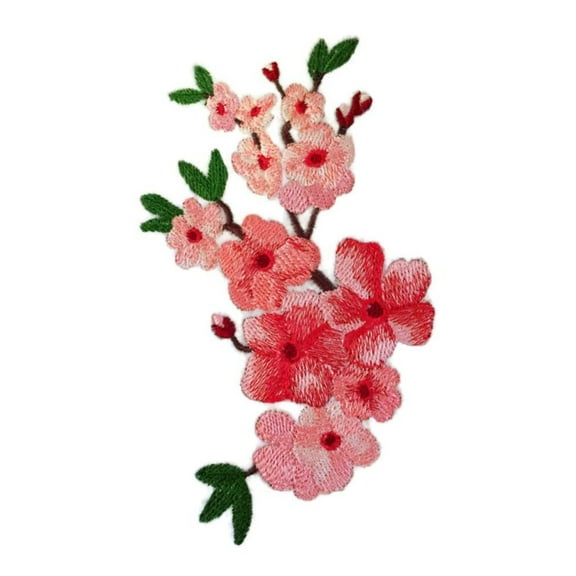 Cherry Blossoms Embroidered Iron on/Sew Patch [ 4.22"w) x 6,28" (h) ]