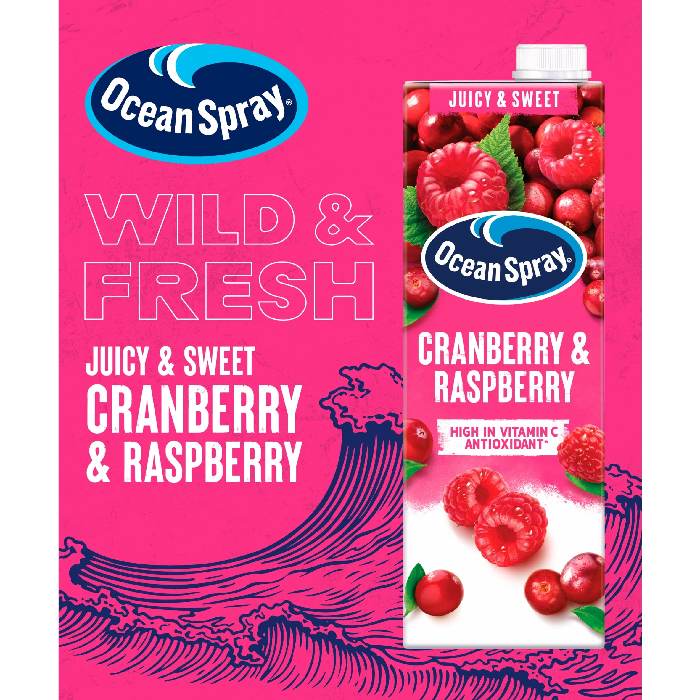 Ocean Spray Cranberry & Raspberry Juice Drink 1 Litre, Imported from Britain