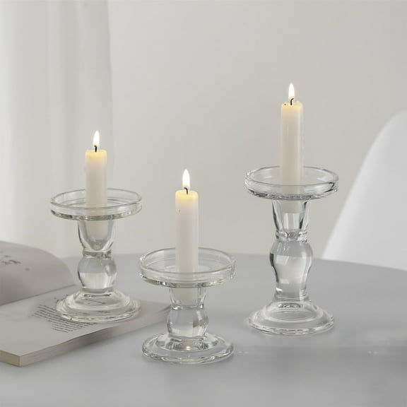 Msgweeeg Candle Sticks Holders Decor Christmas Decor Glass Candlestick French Romantic Candlelight Dinner Candle Dining Table Living Room Home Decoration