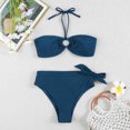 thumbnail image 2 of UTSJKR Women's Halter Bikini Set Bandeau Bikini O Ring Tie Back High Cut Two Piece Swimsuit Bathing Suits Dark Blue 8, 2 of 7