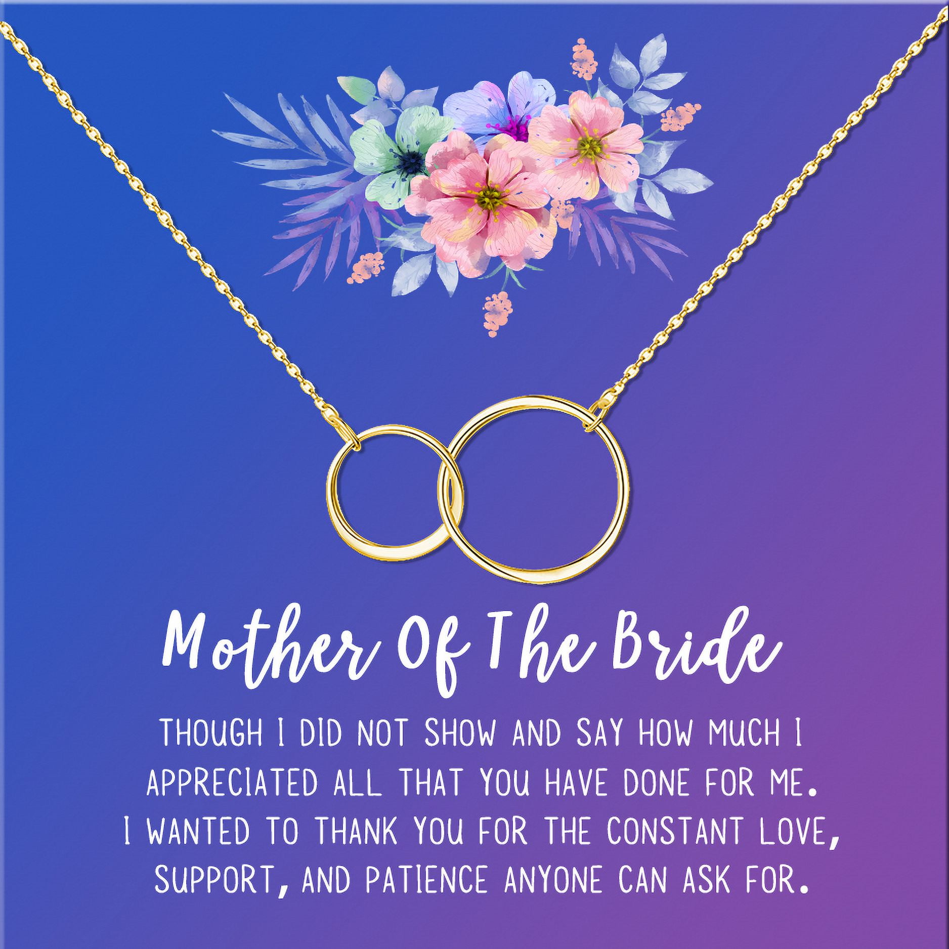 Mother of the Bride Mother's Day Gift, Jewelry Gift for Mother in Law, Necklace and Card Gift Set, Gift for Mom, Gift for Her, Jewelry for Mom, Thank you Gift [Gold Infinity Ring,Blue-Purple Gradient]