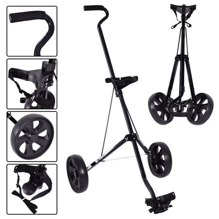 Costway Foldable 2 Wheel Push Pull Golf Club Cart Trolley Swivel Steel Lightweight (Best Motorised Golf Trolley)
