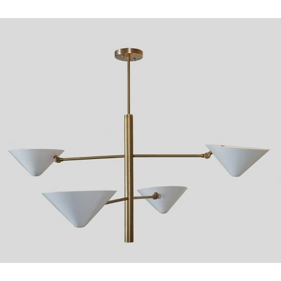 Four-Arm Bras Sputnik Chandelier Light Fixture Mid Century Brass Chandelier
