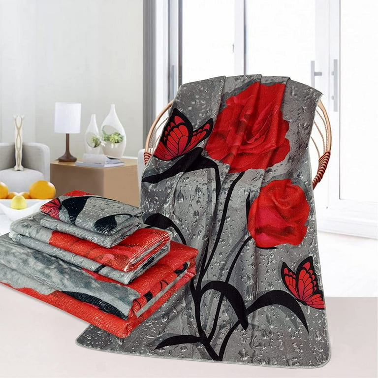 Red and 2024 gray towels