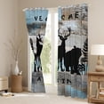 thumbnail image 3 of Woodland Animals Blackout&nbsp;Curtains 2 Panels 52"Wx84"L Lodge Cabin Curtains&nbsp;&&nbsp;Drapes,Pine Trees Bear Moose Elk Wolf Curtains Country Cottage Wood Plank Deer Silhouette Rustic Home Decor, 3 of 6