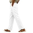 thumbnail image 2 of Oksale Lightweight Pants for Women Summer Lace Straight Leg Pants with Pockets Soft Comfy Drawstring High Waist Casual Pants Going Out Trousers 2026 White S, 2 of 7
