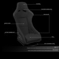 thumbnail image 2 of DNA Motoring Black Fabric Fixed Position Racing Car Bucket Seat Pair Full Set w/Sliders, 2 of 7