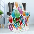 thumbnail image 4 of Birthday Soft Flannel Fleece Throw Blanket, Balloons Burst Fun Graphic Design Festival Cheerful Mood Greeting Celebration, Cozy Plush for Indoor and Outdoor Use, 70" x 90", Multicolor, by Ambesonne, 4 of 5