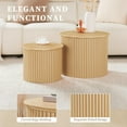 thumbnail image 6 of Fluted Round Nesting Coffee Table Set of 2, Small Coffee Table Circle Side Table, Boho Modern Wood Nesting Table Farmhouse End Tables Set for Living Room, Bedroom, Small Spaces(Natural), 6 of 8