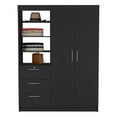 thumbnail image 4 of DEPOT E-SHOP Laurel 3-Tier Shelf and Drawers Armoire with Metal Handles, Black, 4 of 5